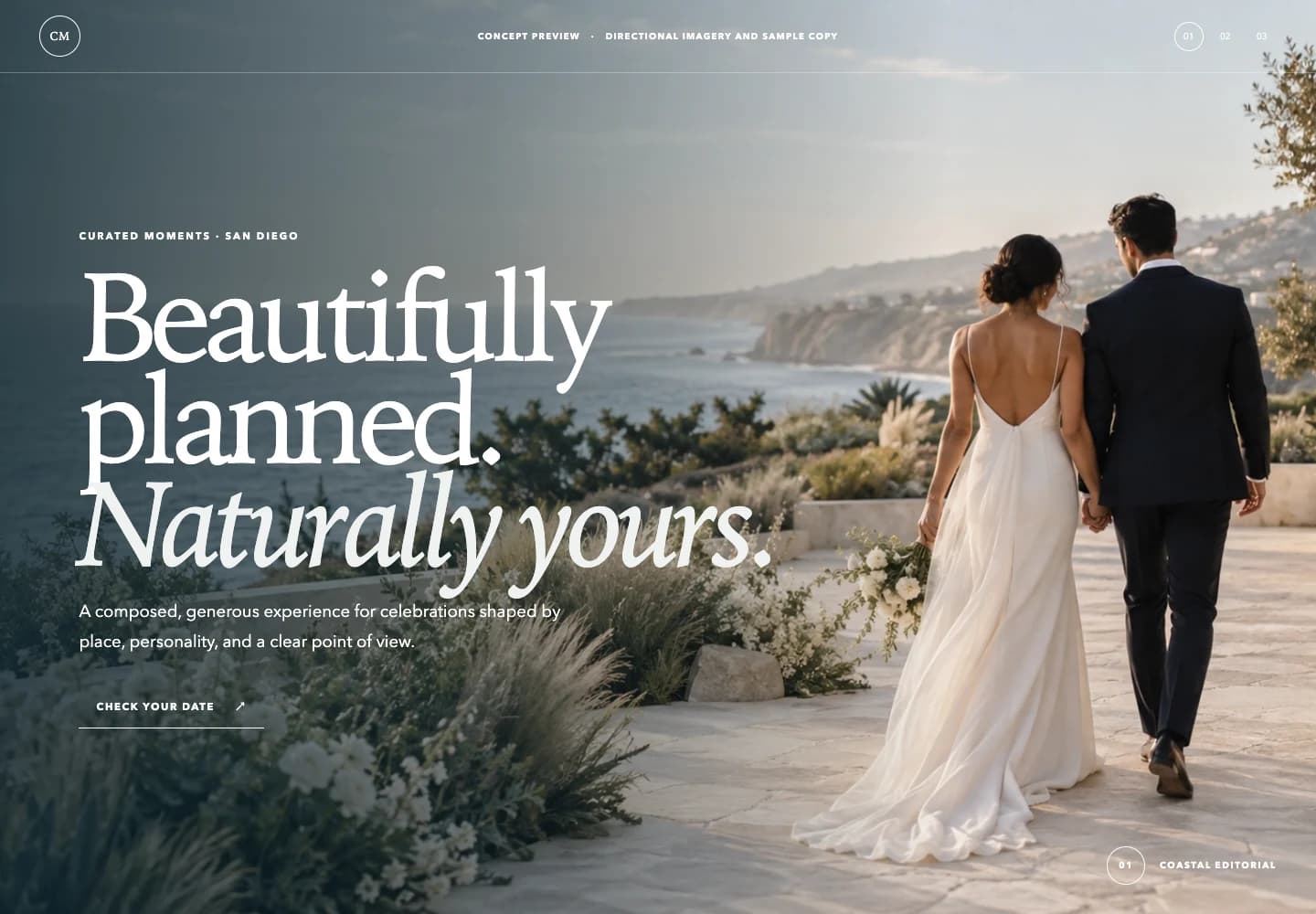Curated Moments Coastal Editorial website concept